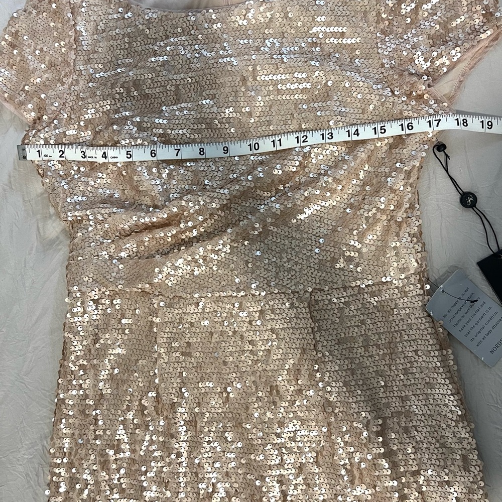 Adrianna Papell Rose Gold Sequin Sheath Mini Dress SZ 10 NWT - Picture 8 of 9